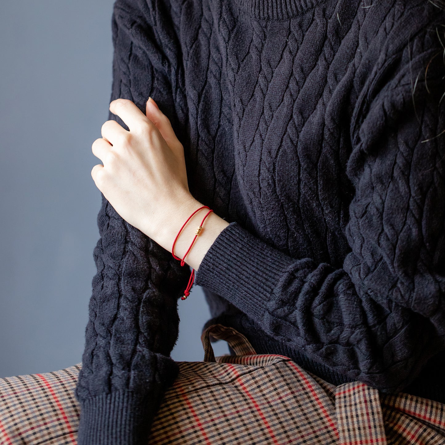 K18 gold bead cord bracelet