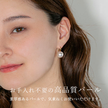 大粒パール・スプーンフックピアス｜耳元に上品な存在感を