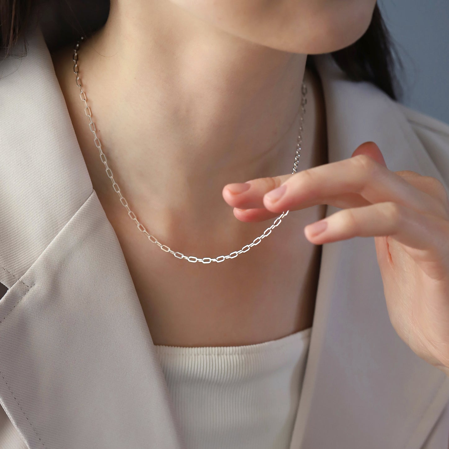 Silver 950 Paperclip Chain Necklace