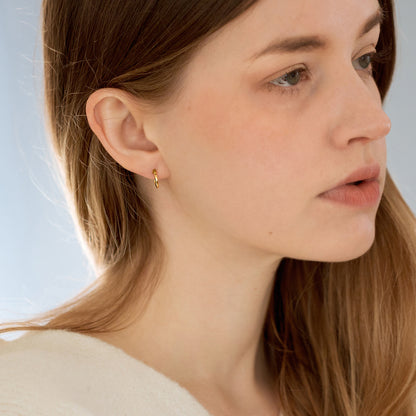 Small angular hoop post pierce, titanium with 18k gold plated