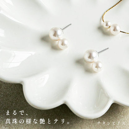 Wパールピアス｜上品で華やかな2粒ダブルパール