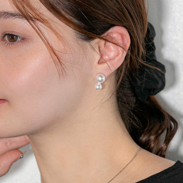 Wパールピアス｜上品で華やかな2粒ダブルパール